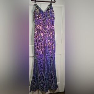 City Studio Elegant Purple Tone Long Sequin Dress